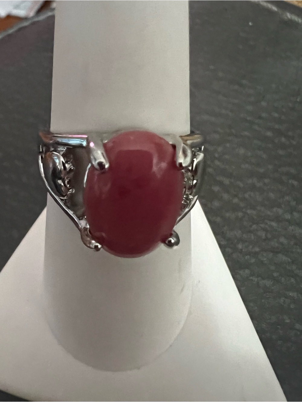 Sterling Silver Pink Oval Cabochon Ring